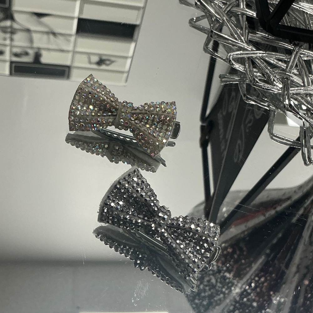 Sparkling Rhinestone Bow Hair Clips